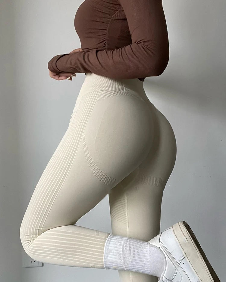 Women's Seamless Knit High Waist Yoga Leggings Quick Dry Breathable Tummy Control Butt Lifting for Workout Running Training