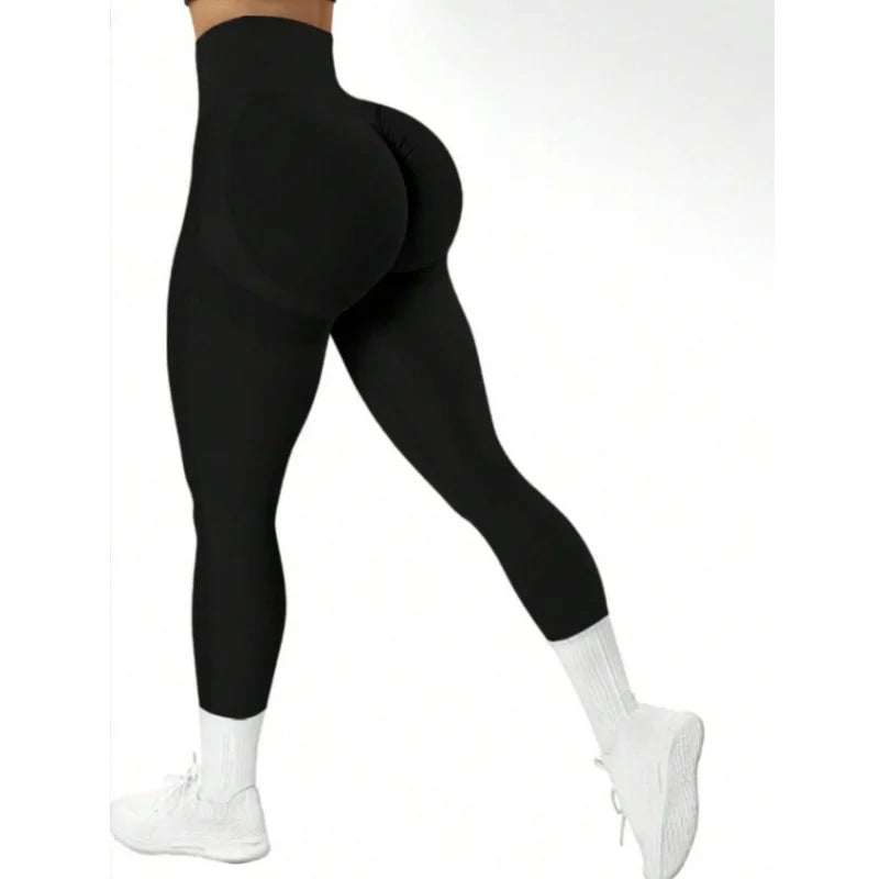Women's tight yoga seamless pants, solid color multi-color optional, high waist belly-closing exercise running Capri yoga pants,