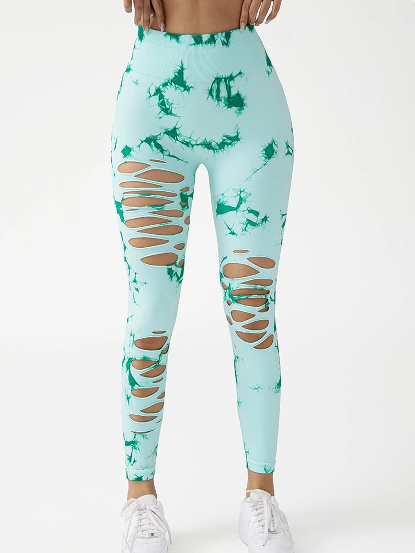Women's Fashion Seamless Tie Dye SkinnyYoga Pants New Casual Hollow out High Waist Scrunch butt Hip Sports Fitness Leggings