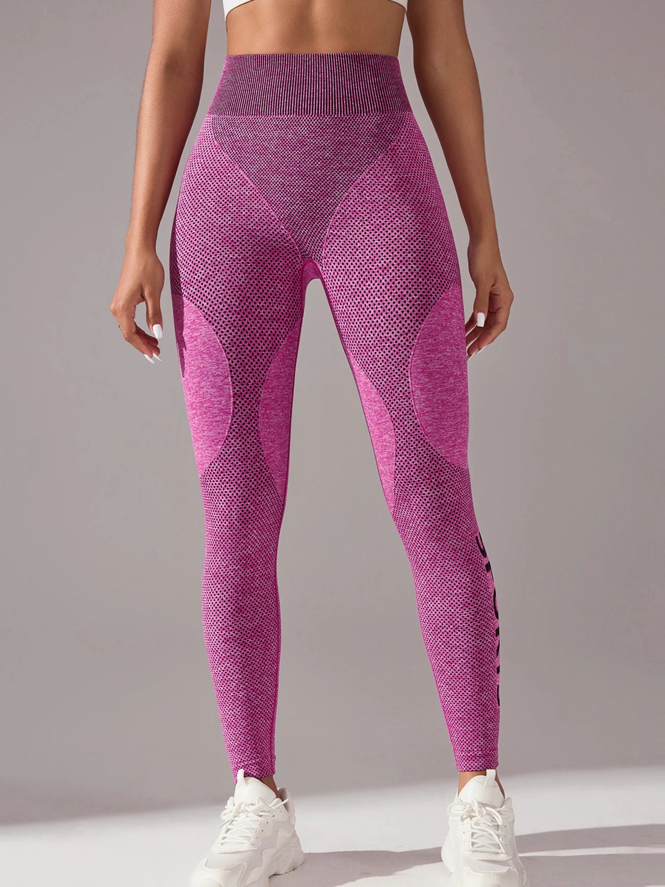 Women's Fashion Yoga Pants Solid Color Contrast Print Seamless High Waist Running Fitness Sports Leggings For Women