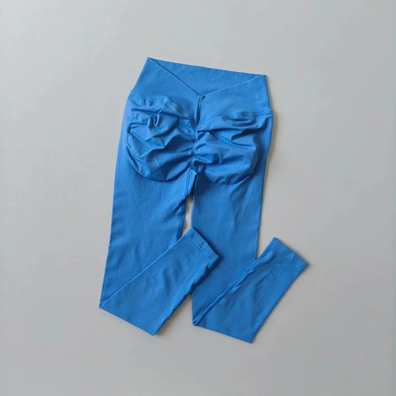 V Waist Scrunch Butt Leggings Women High Waisted Booty Lifting Quick Dry High Stretch Yoga Pants Gym