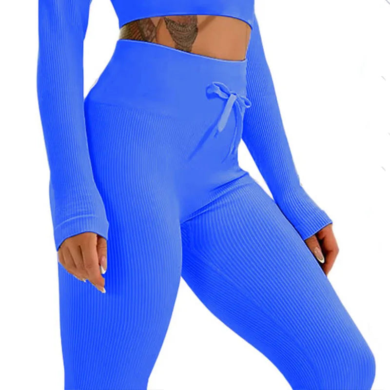 Ribbed Yoga Leggings Sports Tights Woman Seamless Yoga Pants Tummy Control Gym Fitness Legging Push Up Workout Legins Female