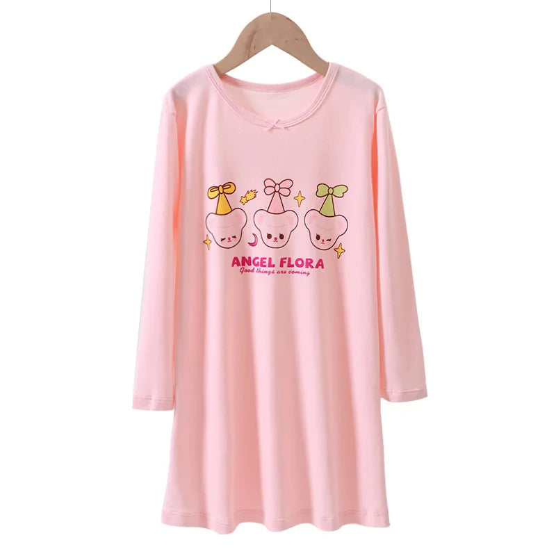 Cotton Toddler Girls Princess Night Dress Long Sleeve Children's Nightgowns Teens Nightdress New Spring Kids Pyjamas Sleepwear