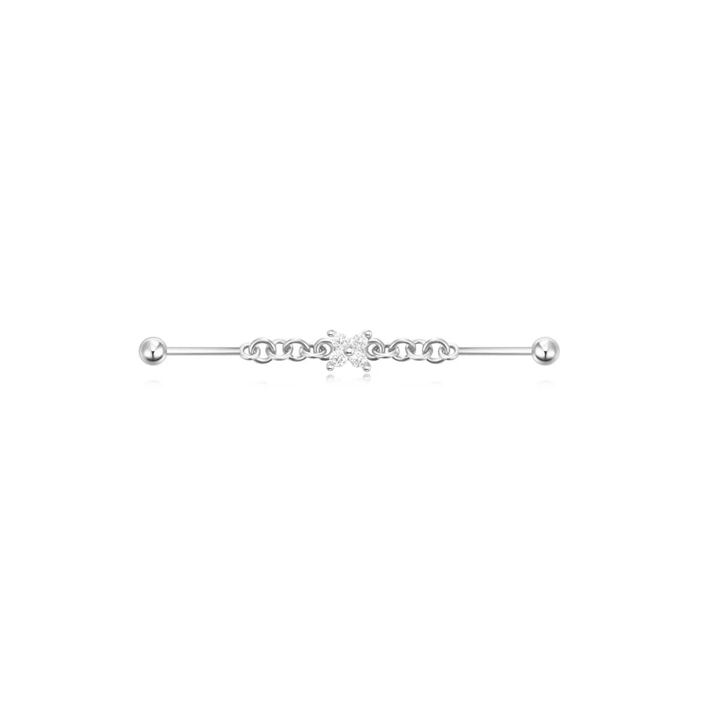 CANNER 925 Sterling Silver Devil's Eye Five Petals Zircon Chain Barbell Piercing Women Ins Butterfly Octagonal Star Earring