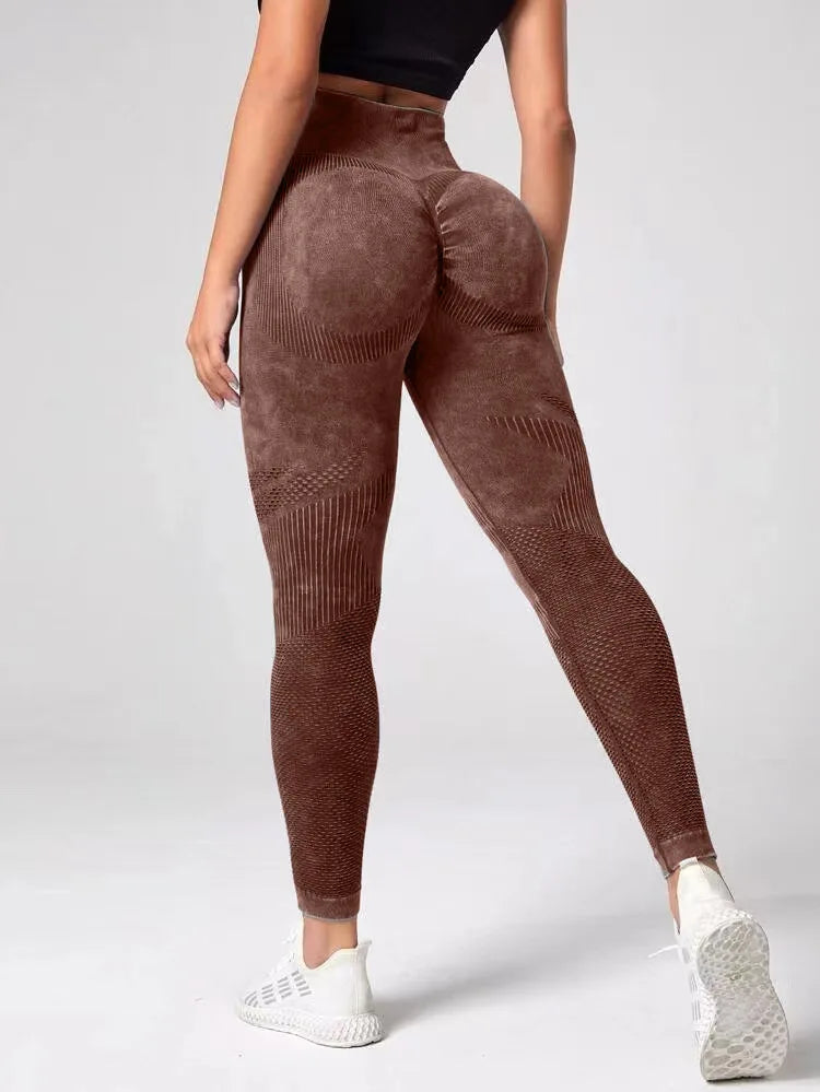 Women Leggings Washing Yoga Pants Push Up Fitness Leggings Hip Lift High Waist Scrunch Tights Seamless Pants