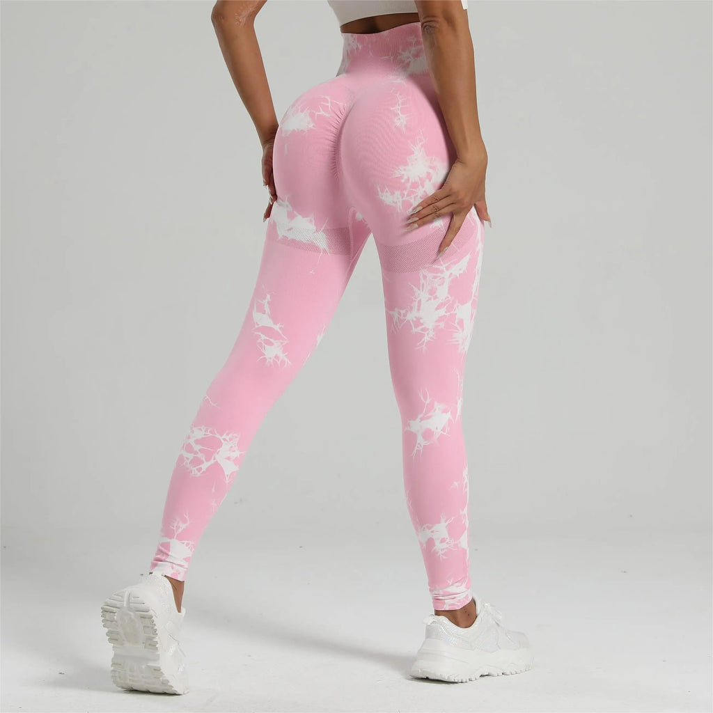Women Tie Dye Gym Leggings Seamless Yoga Workout Sports leggin High Waist Scrunch Butt Lifting Outdoor Pants Elastic Tights