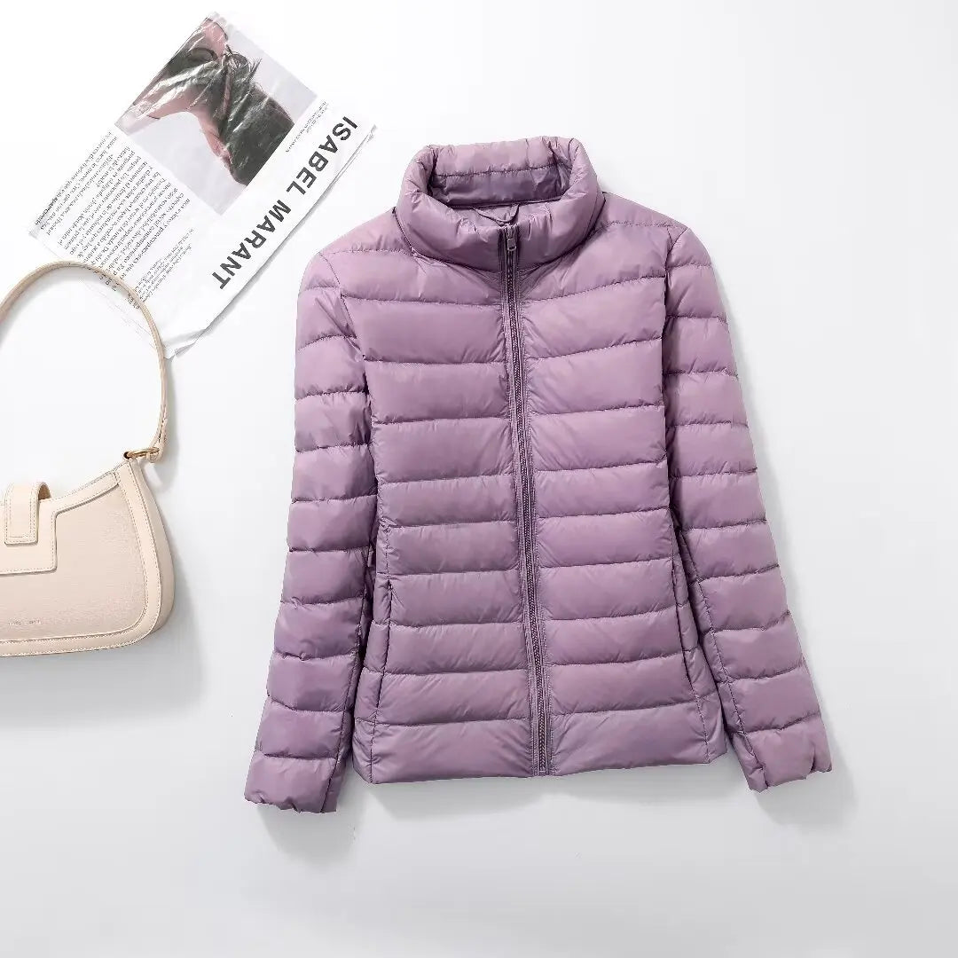 Women's Fashion Hooded Short Puffer Jackets 2025 New Spring Winter 90% White Duck Down Lightweight Packable female Warm Parka