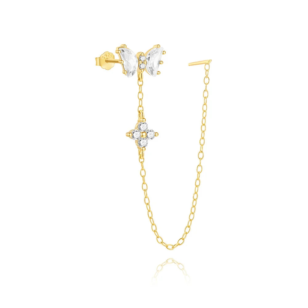 ROXI 925 Sterling Silver Heart/Geometric/ Butterfly Tassel For Women Allergy-proof 18K Gold Plata Piercing bijoux femmes