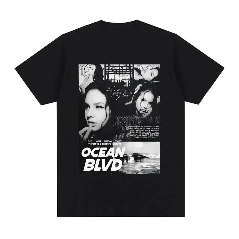 Singer Lana Del Rey Print T Shirt Men Women Fashion Hip Hop Streetwear Harajuku Short Sleeve Plus Size T Shirt Unisex