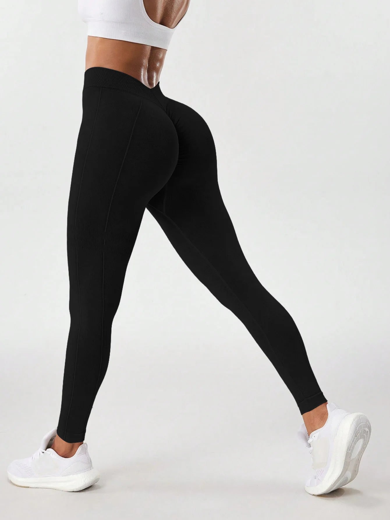 Muyao Seamless V-Waist Sand-Washed Yoga Pants Women's Breathable Butt-Lifting High Elasticity Tight Fitness Nine-Piece Pants