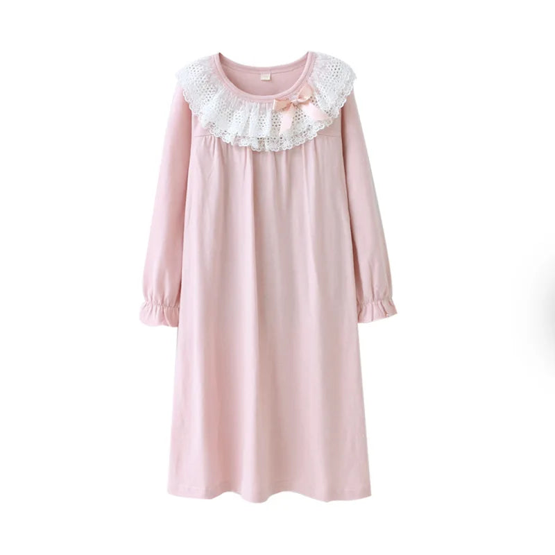 Cotton Toddler Girls Princess Night Dress Long Sleeve Children's Nightgowns Teens Nightdress New Spring Kids Pyjamas Sleepwear
