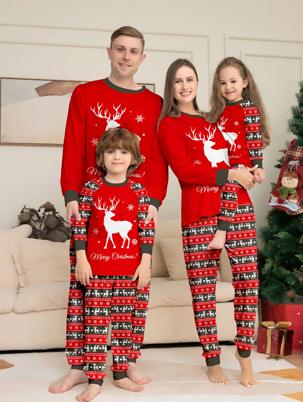 Mom Dad Kids 2 Pieces Pajamas Set Baby  Casual Loose Sleepwear Xmas Family Look Pyjamas Christmas Family Matching Outfits