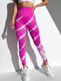 Women's Tie Dye Ribbed High Waist Yoga Pants Seamless Butt Lifting Tummy Control Fitness Leggings