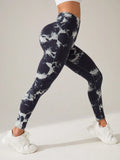 Women Seamless High Waist Tie Dye Yoga Leggings, Butt Lifting Compression Tummy Control Workout Gym Fitness Pants