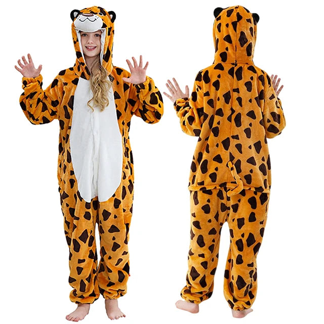 MICHLEY carnival Flannel Pajamas Child Sleepwear Jumpsuit Onesies Animal Cartoon Clothes Winter Halloween For Boys Girls Family