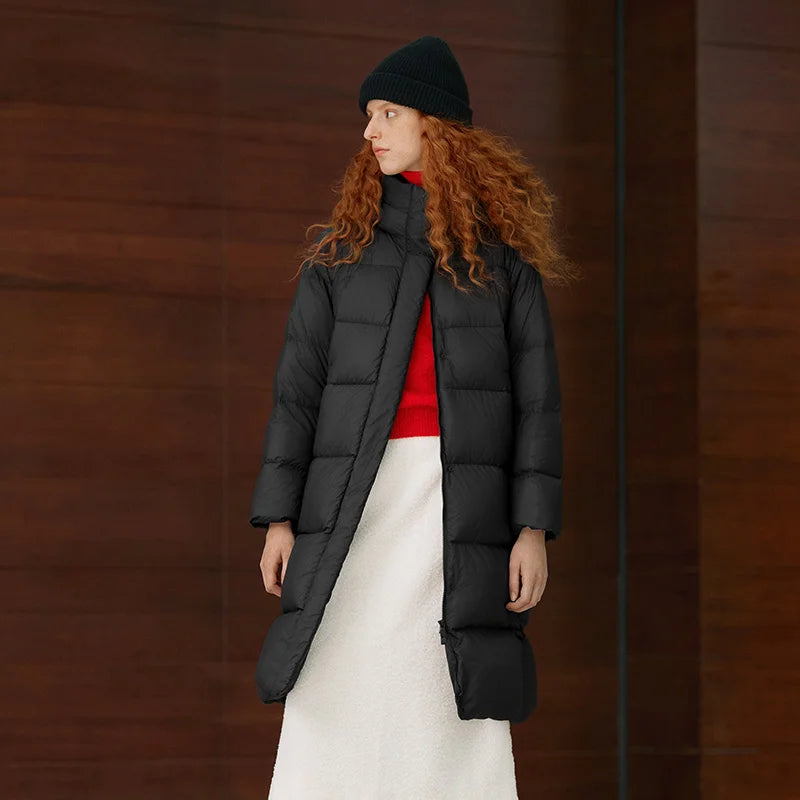 Semir Long Down Jacket Women Waterproof Hooded Coat 2025 Winter New Loose Girls' Jacket Multi-Color Thicken Windbrake Down Coat