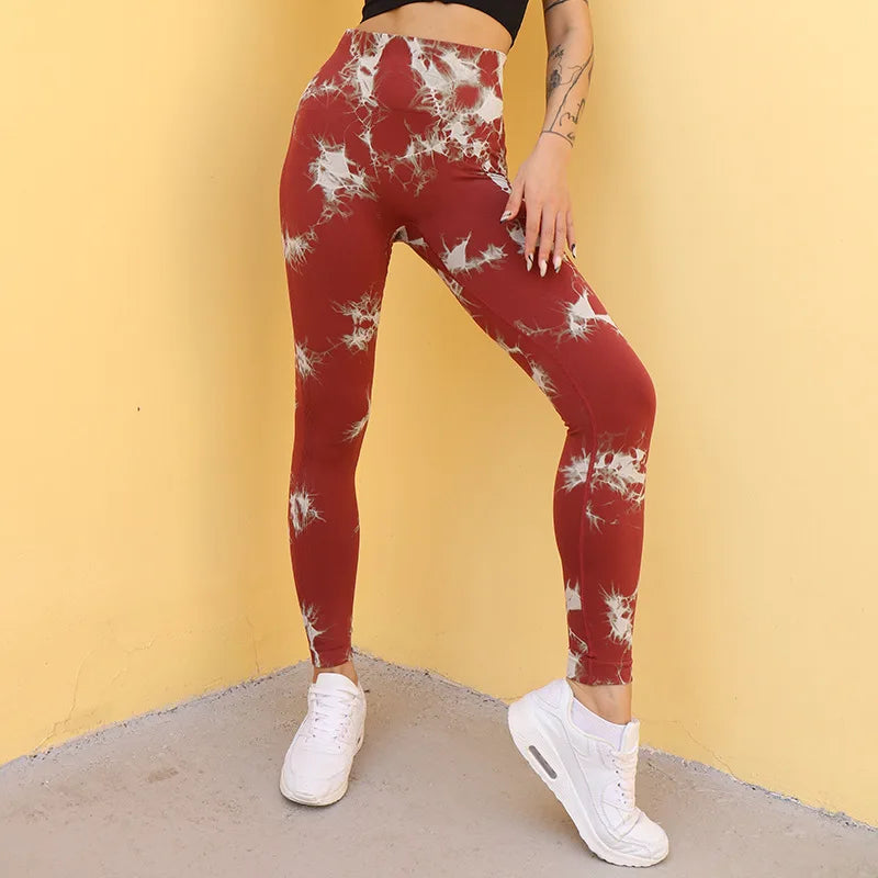 Women's Tie Dye Nine Tenths Leggings High Waist Yoga Pants Soft Stretchy Workout Running Pants Breathable Comfortable