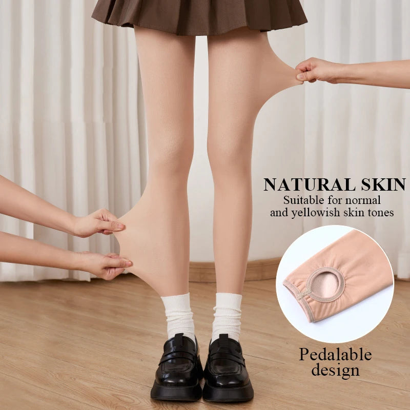 Kave Nude Leggings Winter Warm Double-layer Pile and Thicken Silk Stockings for Women Natural Autumn Flesh-colored Pantyhose