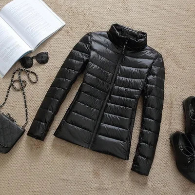 Women's Fashion Hooded Short Puffer Jackets 2025 New Spring Winter 90% White Duck Down Lightweight Packable female Warm Parka