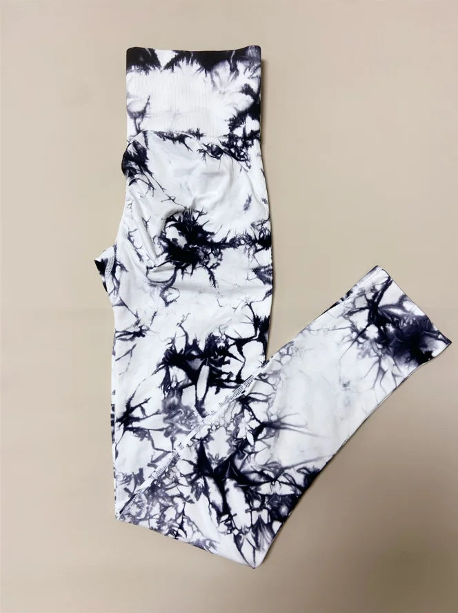 Women Tie Dye Leggings Gym Fitness Athletic Workout Elastic Leggins Butt Lifting Yoga Pants Tie-dye Sports Training Tights