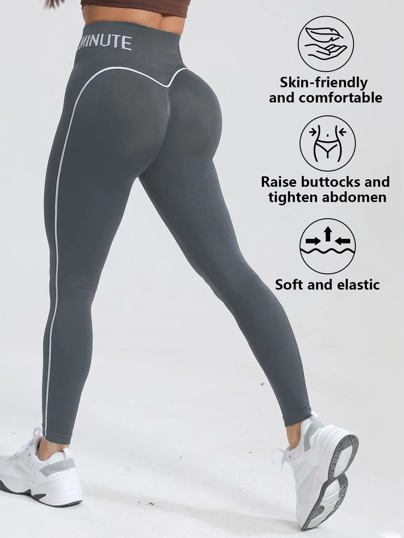CZGUKE Women's seamless gym solid color sports pants tight fitting high waisted and hip lifting yoga pants running sports pants