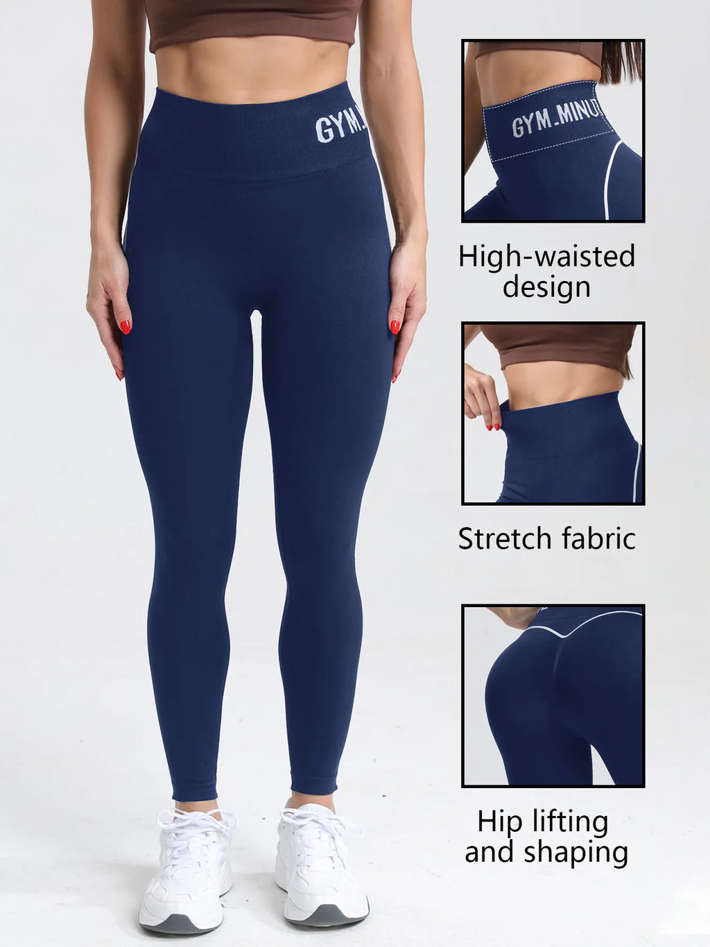 CZGUKE Women's seamless gym solid color sports pants tight fitting high waisted and hip lifting yoga pants running sports pants