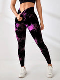 Women Seamless Tie Dye Yoga Leggings High Waist Fitness Sexy Fashion Leggings Running Butt Lifting Cycling Pants