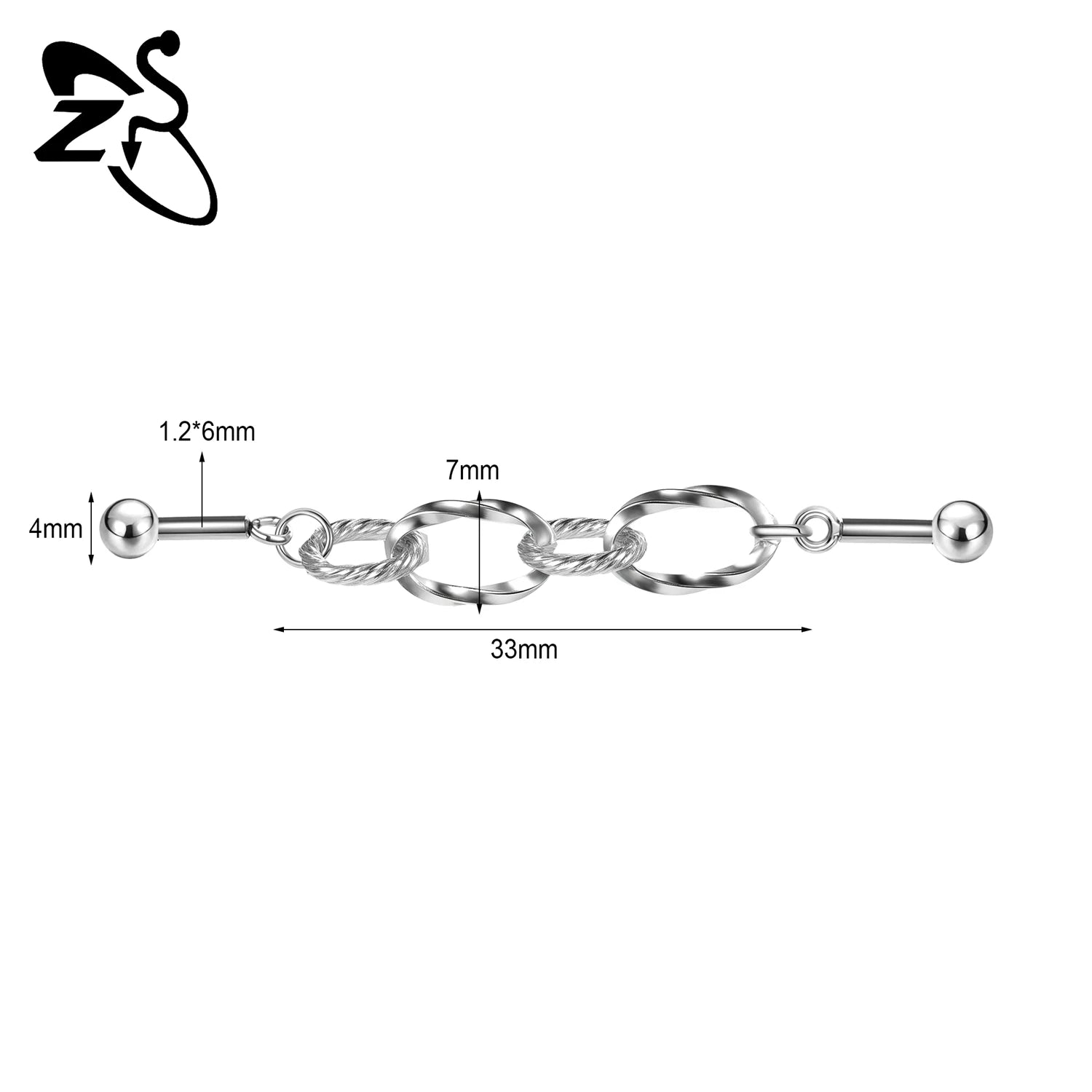 ZS 1 Piece 14/16G Stainless Steel Long Industrial Barbell Ring 22-52MM Butterfly Cat Cartilage Helix Earring Piercings Jewelry