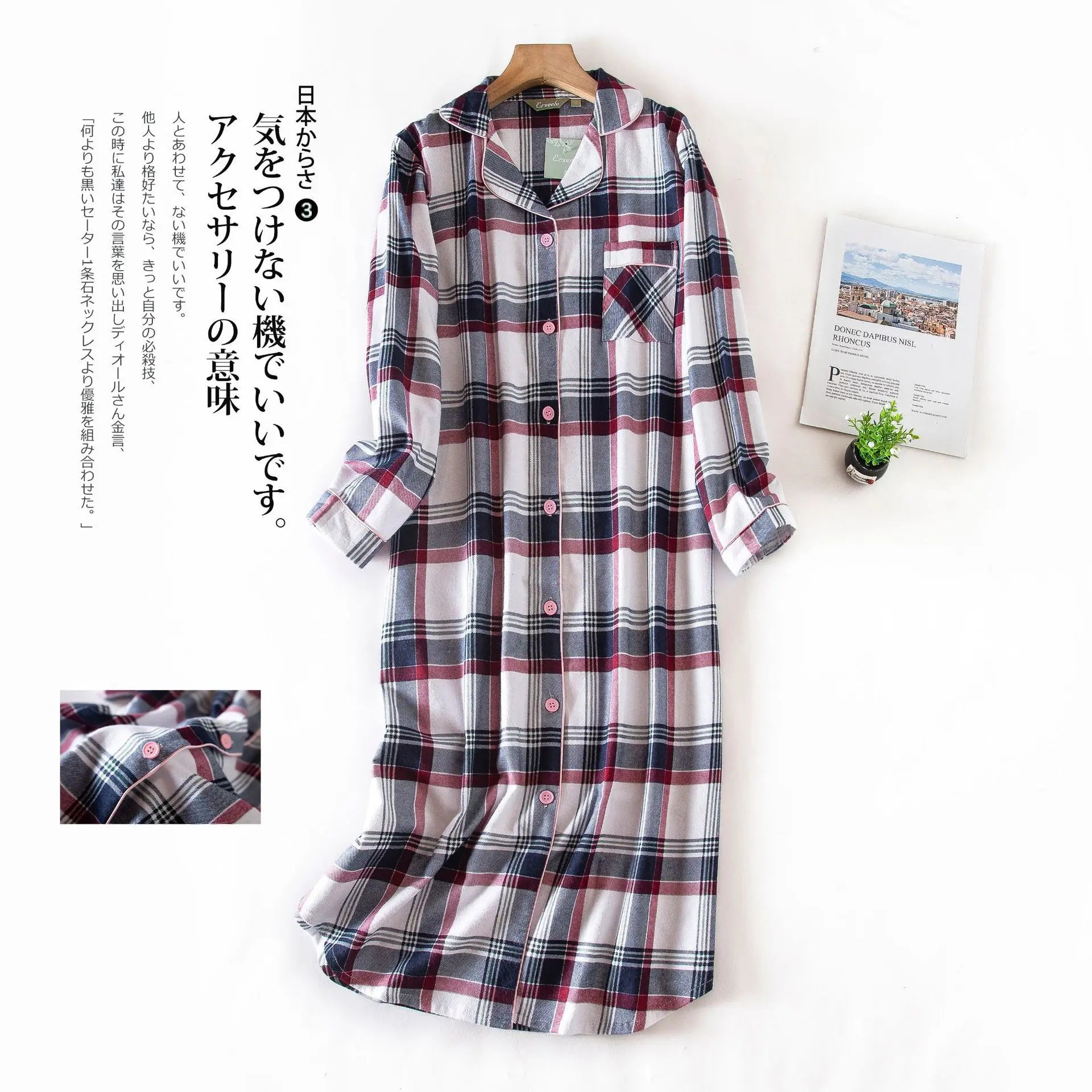 Multi Colors M-xxl Plus Sizes Night Dress for Women Sleepwear Plaid Design Mid-long Shirt Sleeping Dress Women Underwear Clothes