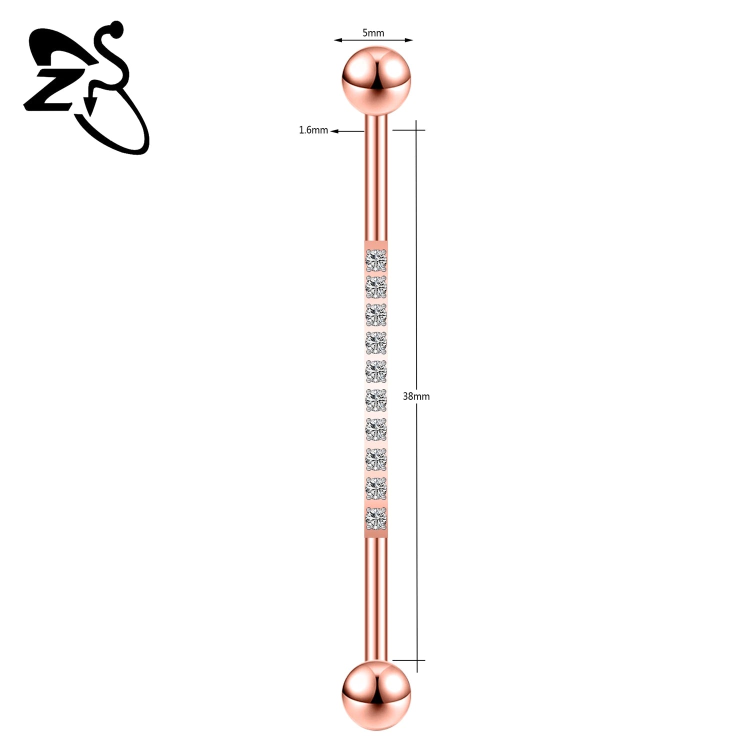 ZS 1 Piece 14/16G Stainless Steel Long Industrial Barbell Ring 22-52MM Butterfly Cat Cartilage Helix Earring Piercings Jewelry