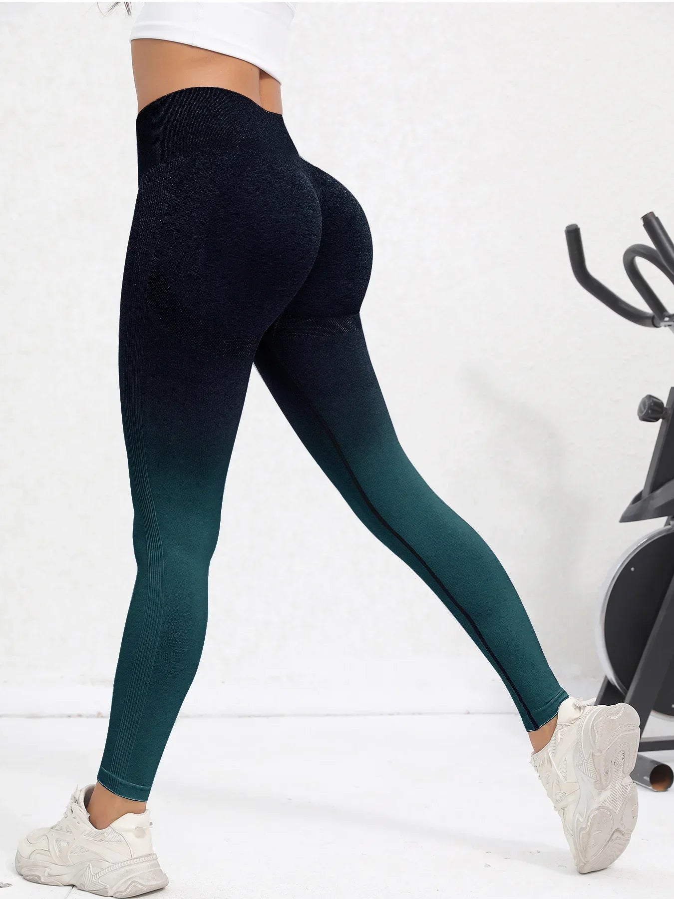 Women High Waist Leggings Gradients Seamless Leggings Slim Hip Liftting Fitness Pants High Elastic Fashion Gym Workout Tights