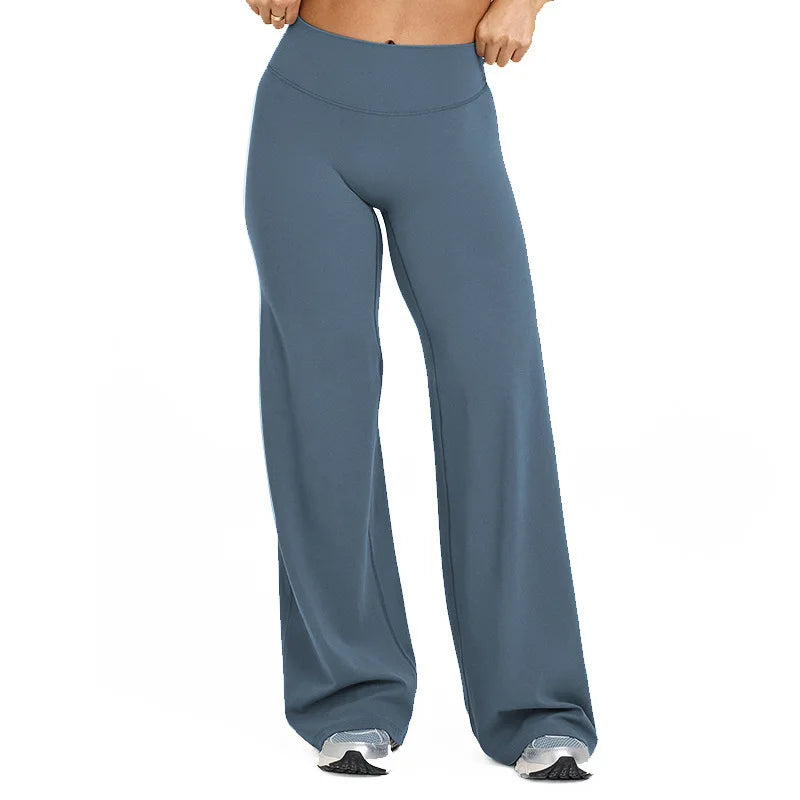VEQKING Soft Active Women Yoga Pants Strait-leg Yoga Pilates Trousers Naked Feel Gym Fitness Peach Hip Outfits Loose Fit Bottoms