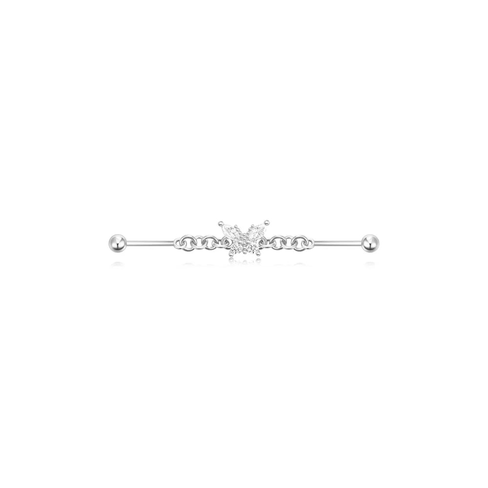 Aide 925 Sterling Silver Dangling Piercing Barbell Star Industrial Earring Tragus Cartilage Fine Jewelry DIY Industrial Rings