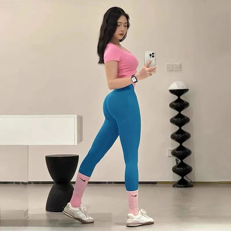 Women's Yoga Leggings High Waist Fitness Pants Peach Hip Tight Pants Training Stretch Running Yoga Pants Gym Leggings