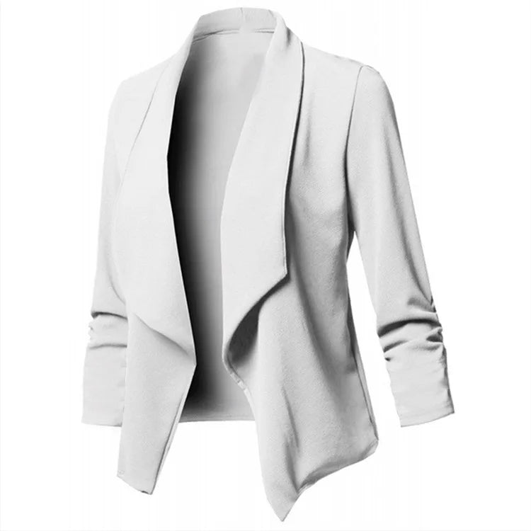 Women OL Blazers Oversized S-5XL Female Notched Long Sleeve Pleated Slim Business Workwear Cardigan Blazers Coats ZC545