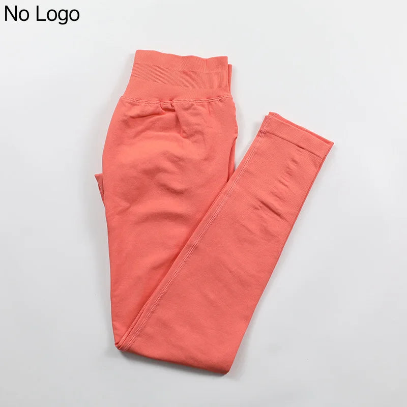 No Logo Sexy V-Back Leggings Seamless Yoga Pants Scrunch Butt Lifting Gym Leggings Low Ribbed Waistband Fitness Sports Tights