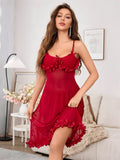 Sexy Nightgown Mesh Suspender Dress Translucent Women Pajamas Sleeveless Long Home Dress Romantic Floral Sleepwear Tulle Nightie