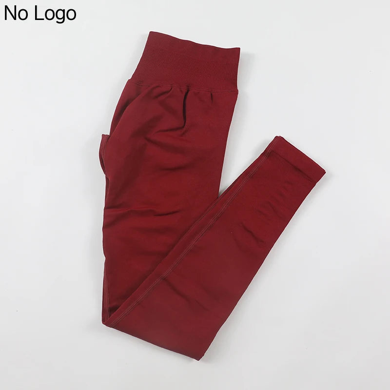 No Logo Sexy V-Back Leggings Seamless Yoga Pants Scrunch Butt Lifting Gym Leggings Low Ribbed Waistband Fitness Sports Tights