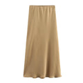 Willshela 2024 Black Satin Skirt Woman High Waist Elegant Long Skirts For Women Fashion Summer Midi Skirt Office Women's Skirts