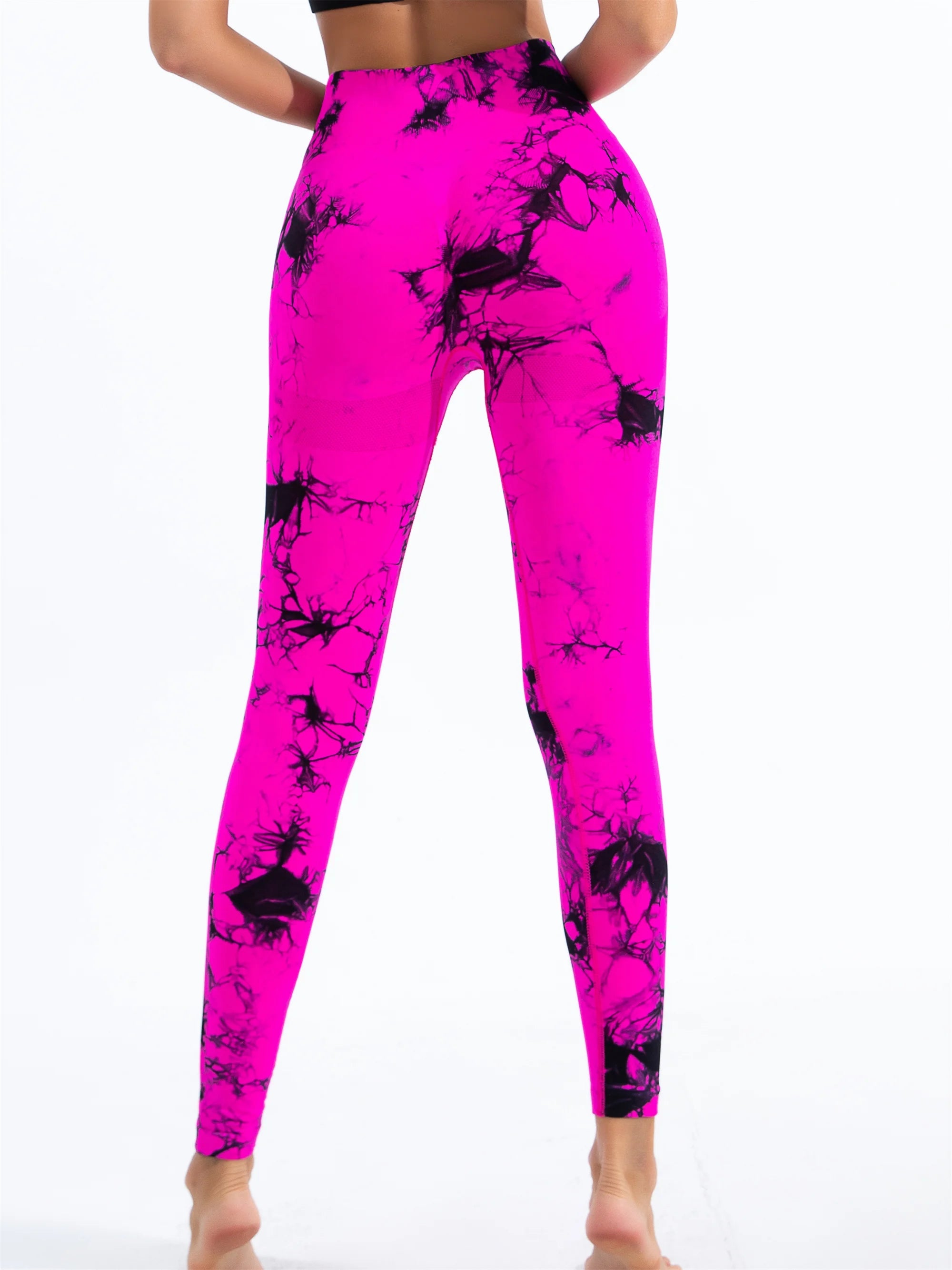Ladies 2024 New Seamless Tie-Dye Yoga Leggings High Waisted High Elastic Base Layer Bodyshaping Pants For Gym Fashion Women