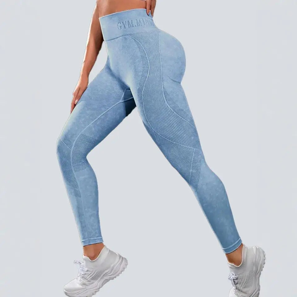 Women Seamless Gym High Waist Yoga Pants Hip Lifting Outdoor Sports Tight Waist Letter Sand Washed Pants Exercise Yoga Leggings