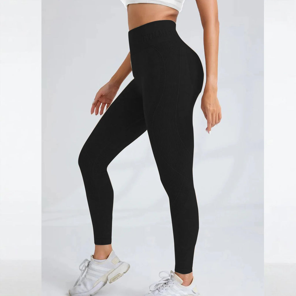 Women Seamless Gym High Waist Yoga Pants Hip Lifting Outdoor Sports Tight Waist Letter Sand Washed Pants Exercise Yoga Leggings