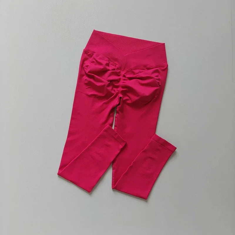 V Waist Scrunch Butt Leggings Women High Waisted Booty Lifting Quick Dry High Stretch Yoga Pants Gym