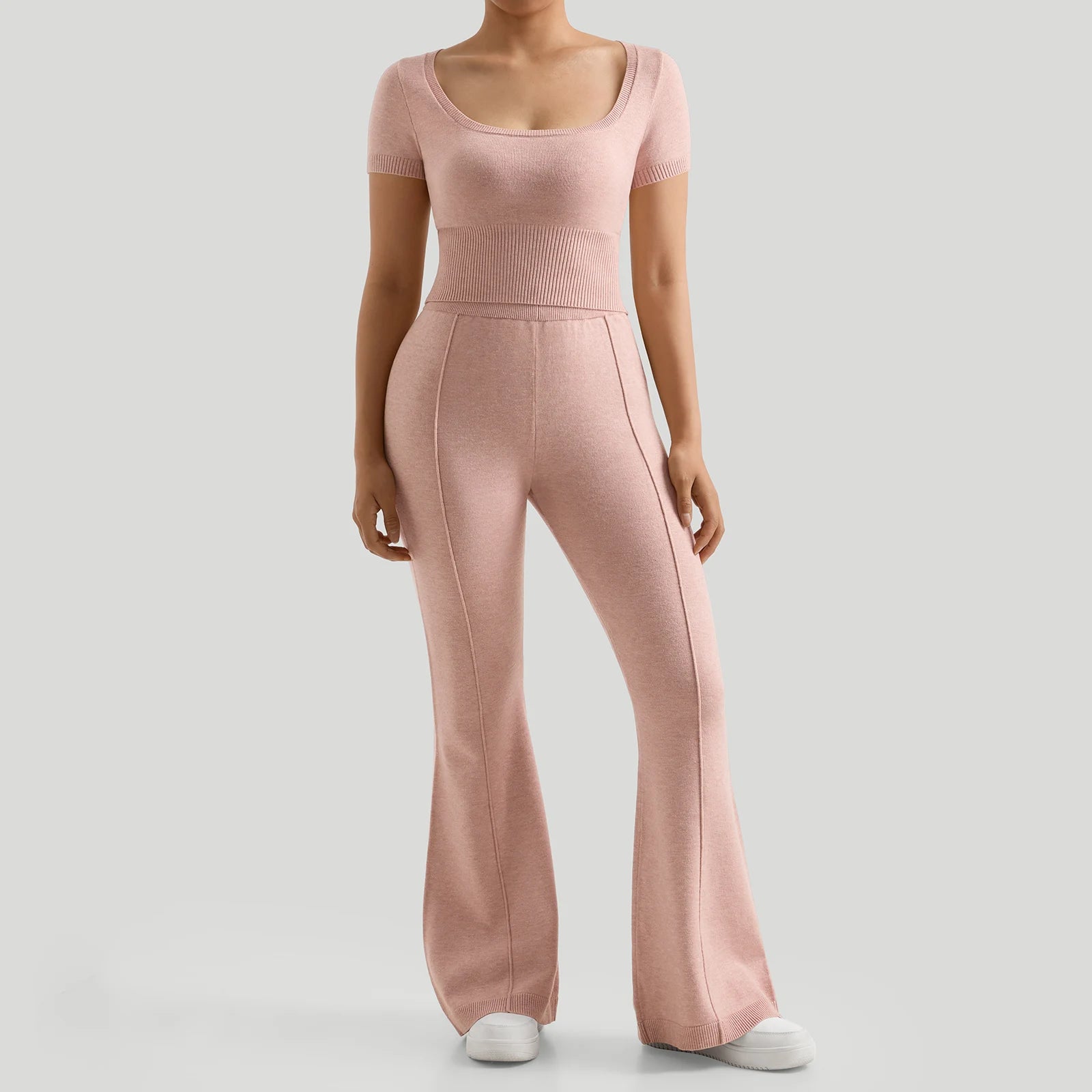 Women Ribbed Casual Long Pants Suits High-Waisted Hip-Lifting Exercise Suit Shockproof Top Fitness Clothes Yoga Suits Female