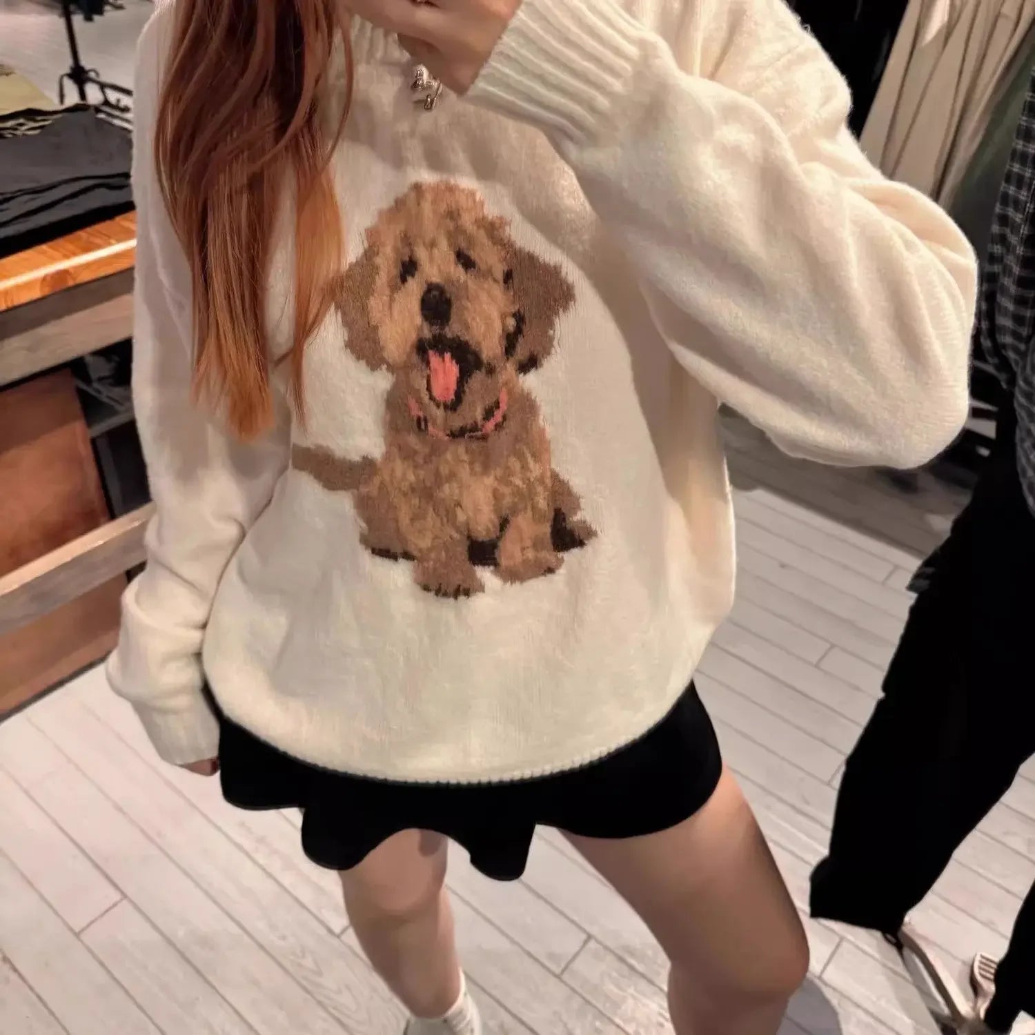 Japanese Sweet Cute Cartoon Print Knitted Sweater Women's Clothing Autumn Winter Knit Pullover Streetwear Long Sleeve Coats Tops
