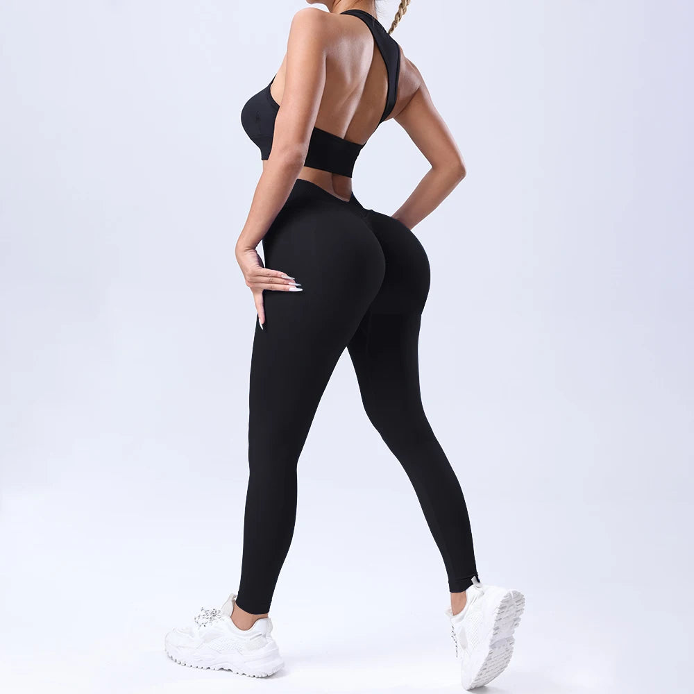 Women's High Waist Seamless Yoga Pants, Butt Lifting Tummy Control Workout Leggings, Stretchy Athletic Running Gym Fitness Pants
