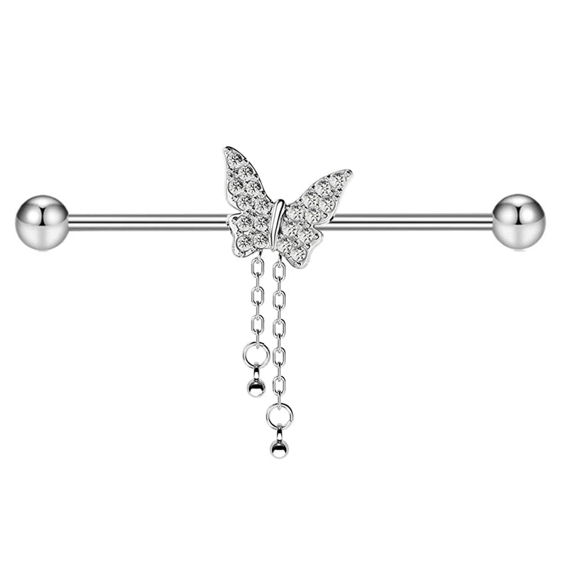 316L Surgical Steel Industrial Barbell Earrings Heart Arrow for Women Men Helix Conch Cartilage Piercing Jewelry 38mm 14g Bar