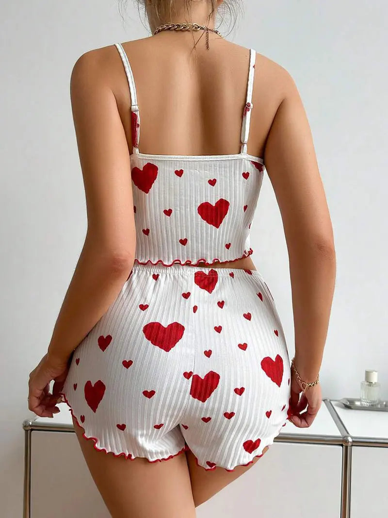 Girl'S Spaghetti Strap Camisoles + Shorts Homewear Print Underwear Pijama Sexy Lingerie Camisoles Tanks Nighty Women Sleepwear
