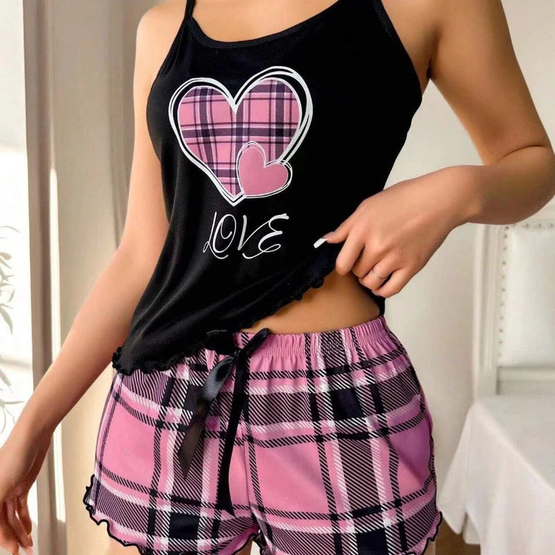 Women Pajamas Sleepwear Pajama Set Sports Camisole And Shorts Print Ventilate Casual Soft Comfortable