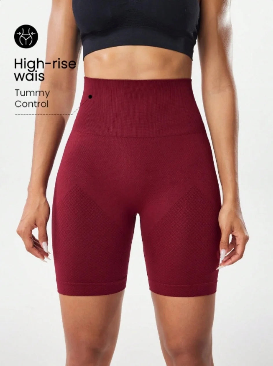 High waisted tight fitting sports shorts for women, fitness yoga pants, elastic and breathable running pants, fashionable and sl
